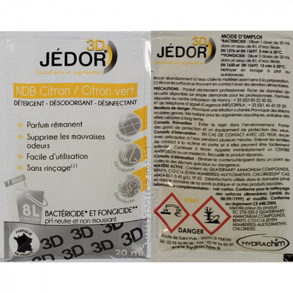 Detergent désinfectant sols citron citron vert doses 20 mL - 16D002.