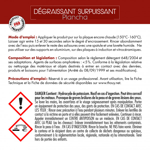 Etiquette 16D010 Thouy dégraissant plancha surpuissant
