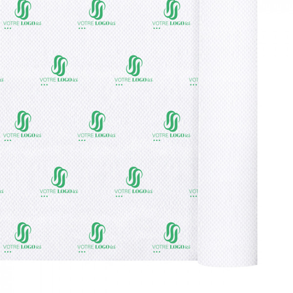 Nappe en papier gaufré blanc 1,20 x 25 m - Impression 1 couleur