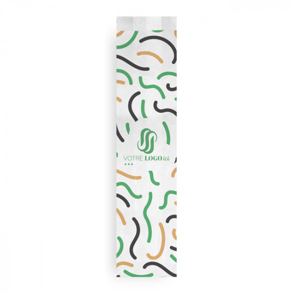 Sachet baguette x 2 personnalisé en papier 14 + 6 x 54 cm - Impression jusqu'à 3 couleurs