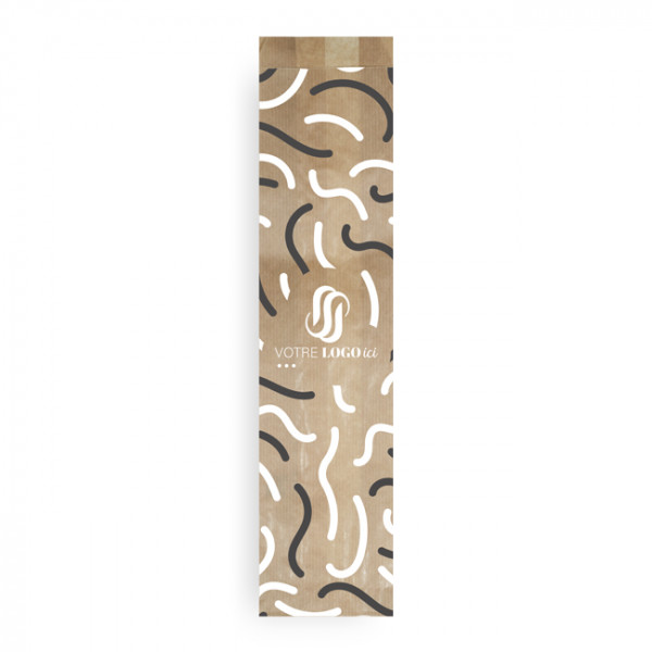 Sachet baguette x 2 personnalisé en papier 14 + 6 x 54 cm - Impression jusqu'à 3 couleurs