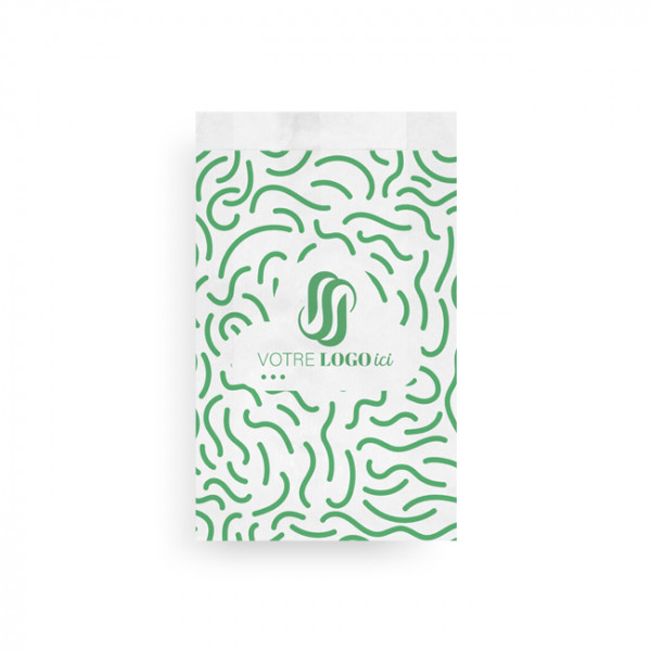 Sachet à viennoiseries (3/4) personnalisé en papier 14 + 6 x 28 cm - Impression jusqu'à 3 couleurs