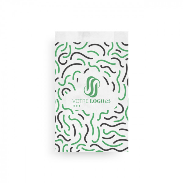Sachet à viennoiseries (3/4) personnalisé en papier 14 + 6 x 28 cm - Impression jusqu'à 3 couleurs