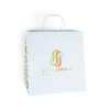 Sac cabas personnalisé en papier blanc 31 + 20 x 32 cm -Poignées torsadées - Impression 1 couleur ou quadrichromie