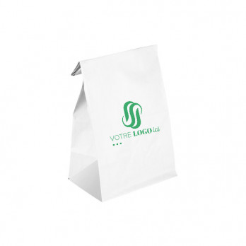 Sac SOS personnalisé en papier blanc 22 + 10 x 36 cm - Impression jusqu'à 2 couleurs