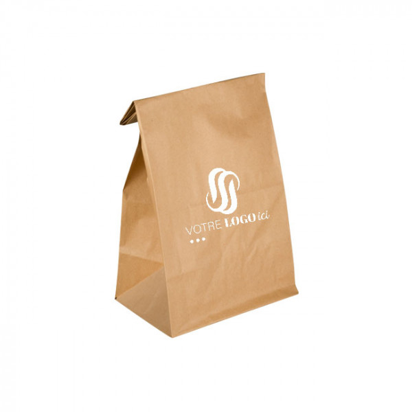 Sac SOS personnalisé en papier kraft 22 + 10 x 35 cm - Impression jusqu'à 3 couleurs