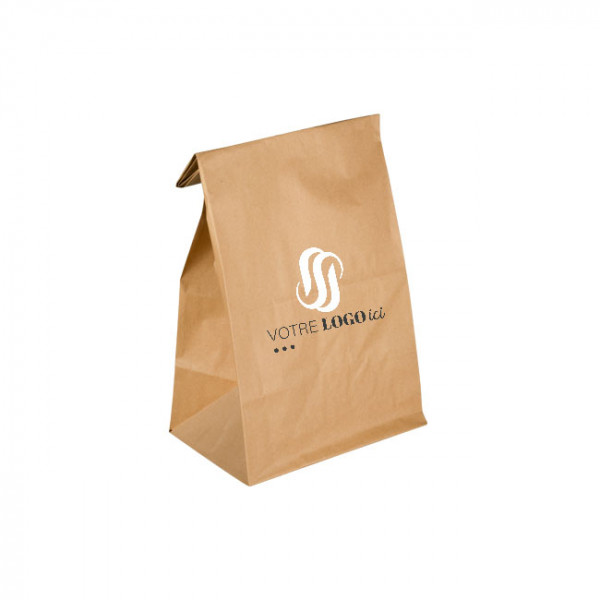 Sac SOS personnalisé en papier kraft 32 + 16 x 34,5 cm - Impression jusqu'à 3 couleurs