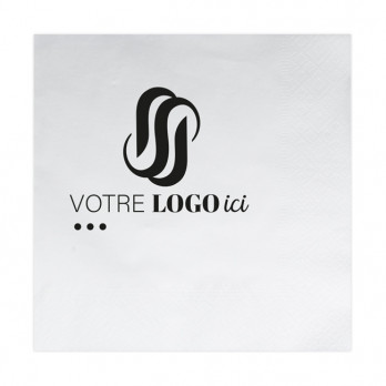 Serviette personnalisée en papier ouate blanc 30 x 30 - 1 pli - Impression 1 à 2 couleurs