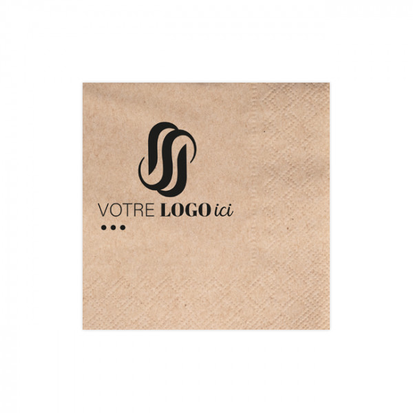 Serviette personnalisée en papier kraft 20x20 - 2 plis - 1 à 2 couleurs