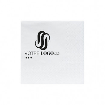 Serviette personnalisée en papier ouate blanc 20 x 20 - 2 plis - Impression 1 à 2 couleurs