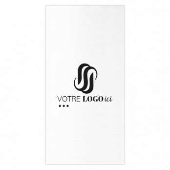 Serviette personnalisée en papier molletonné blanc 30 x 40 - Pliage en 6 - Impression 1 à 2 couleurs