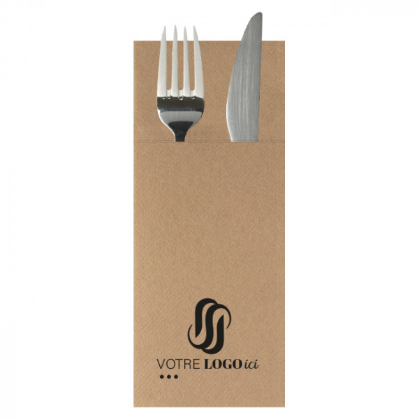 Serviette personnalisée en soft aspect tissu kraft 30 x 40 - Pliage kangourou