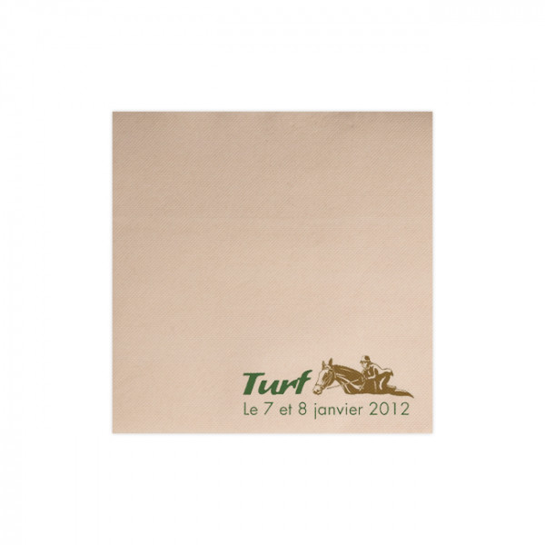 serviette personnalisée molleton 20x20 cm kraft turquoise