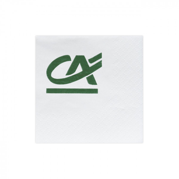 serviette personnalisée blanche 2 plis ouate 20x20 cm