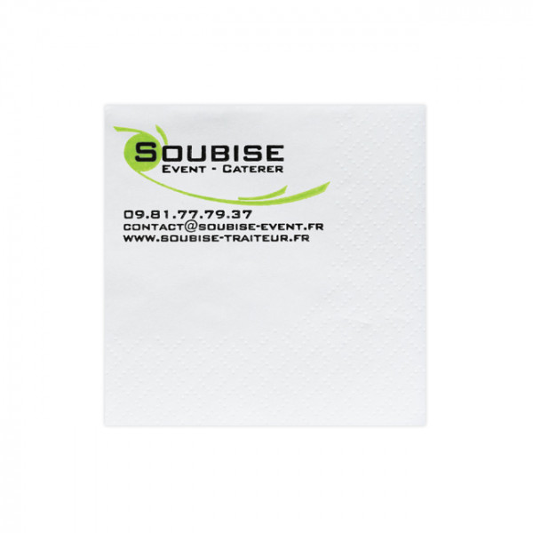 serviette personnalisée blanche 2 plis 20x20 - 1 à 2 couleurs