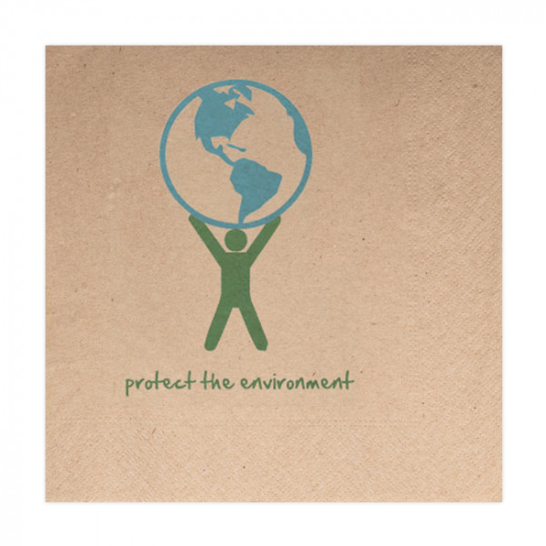 Serviette personnalisée kraft 2 plis ouate 30x30 cm - Protection de l'environnement, votre logo ici, Crédit Agricole, impression.