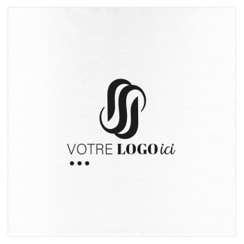 Serviette personnalisée en papier molletonné blanc 40 x 40 - Impression 1 à 2 couleurs