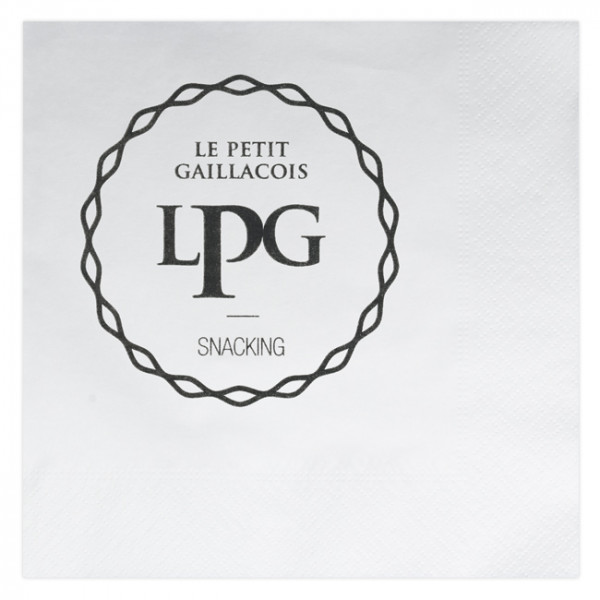 Serviette personnalisée en papier ouate blanche 40x40 - 2 plis - 1 à 2 couleurs