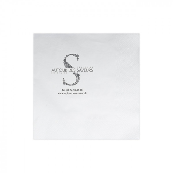 Serviette noire 20x20 impr. 1 couleur. Personnalisée.