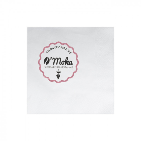 Serviette personnalisée blanche 2 plis ouate 24x24 cm