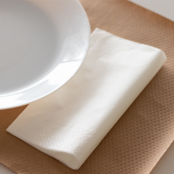 Serviette noire 20x20 en 2 plis. Ouate incluse.