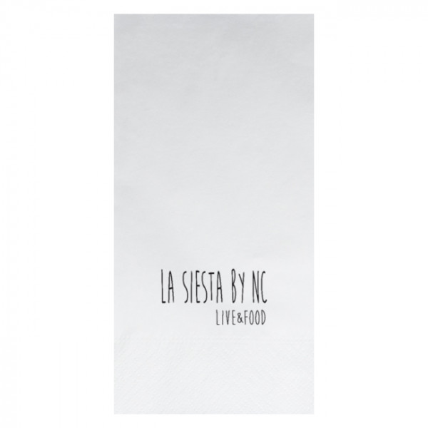Serviette personnalisée pliage en 8 en ouate avec impression